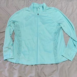 Danskin workout zip up long sleeve lightweight track jacket aqua